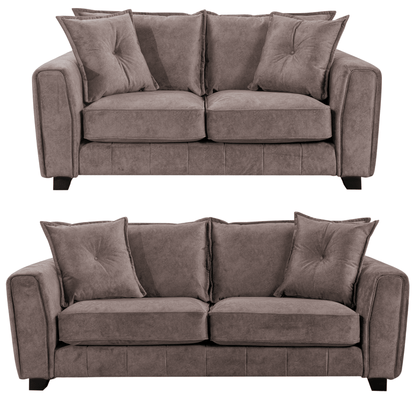 Somerford chocolate 3+2 sofa set, front view, modern design on white background.