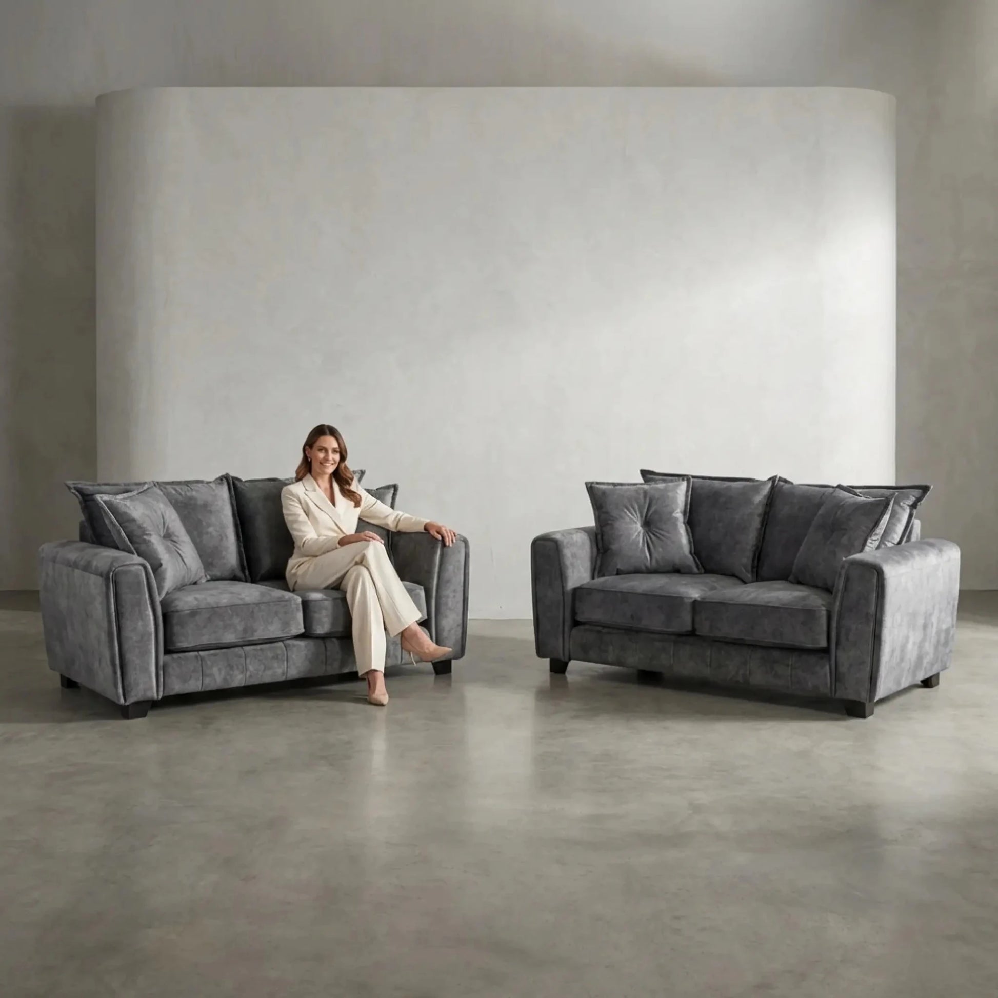 Somerford Grey Fabric 2 +2 Seater Sofa Set - Furniture Instore