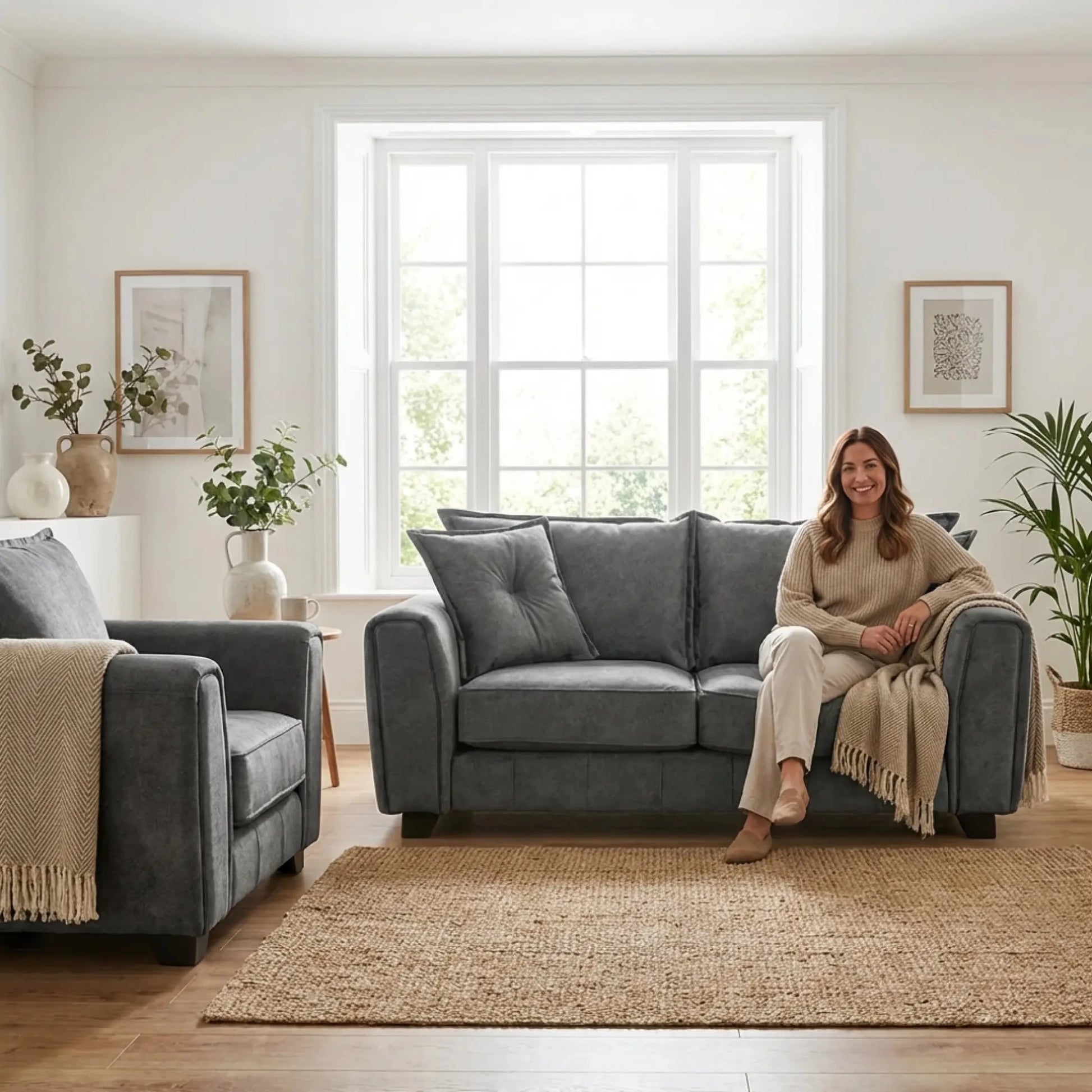 Somerford Grey Fabric 2+1 Seater Sofa Set - Furniture Instore