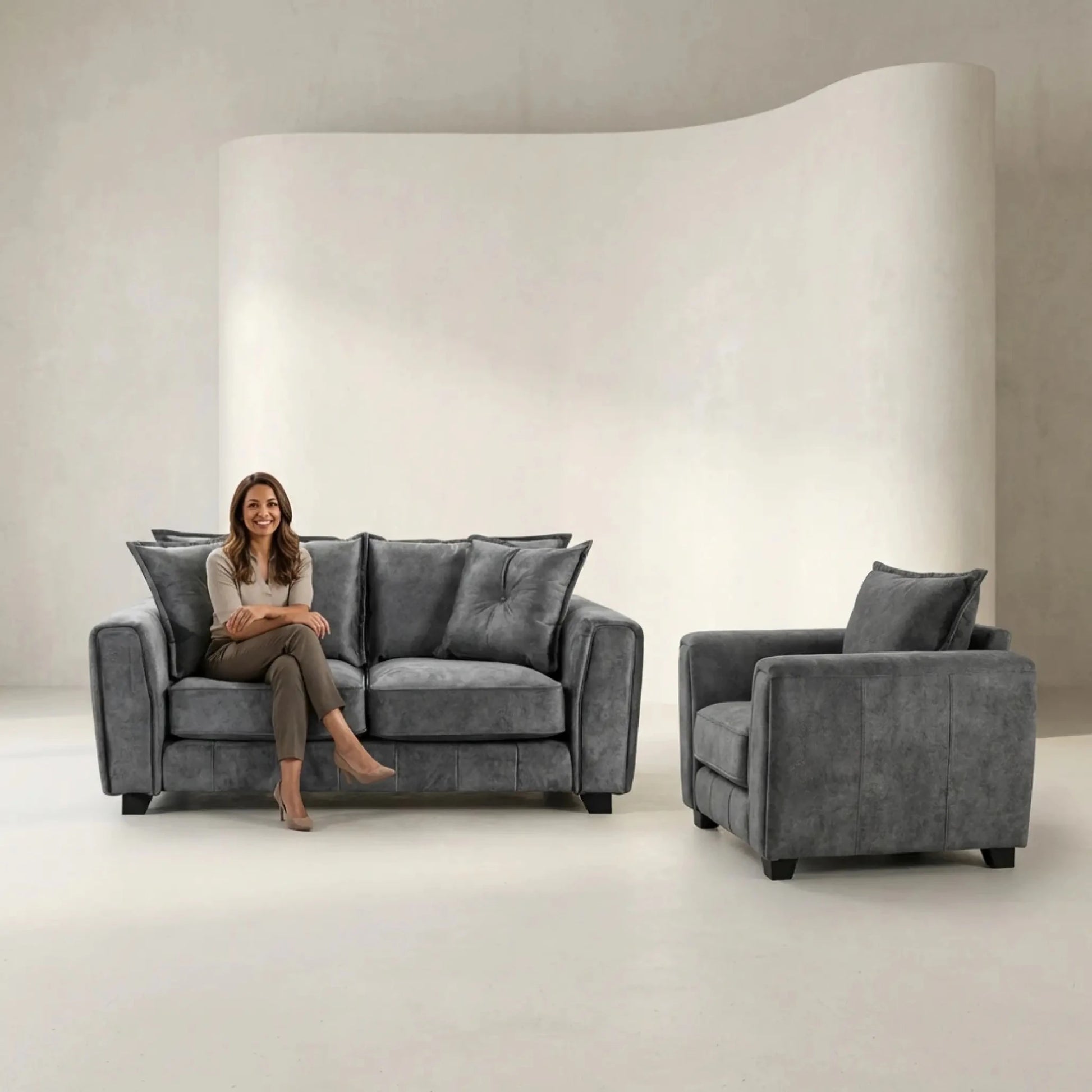 Somerford Grey Fabric 2+1 Seater Sofa Set - Furniture Instore