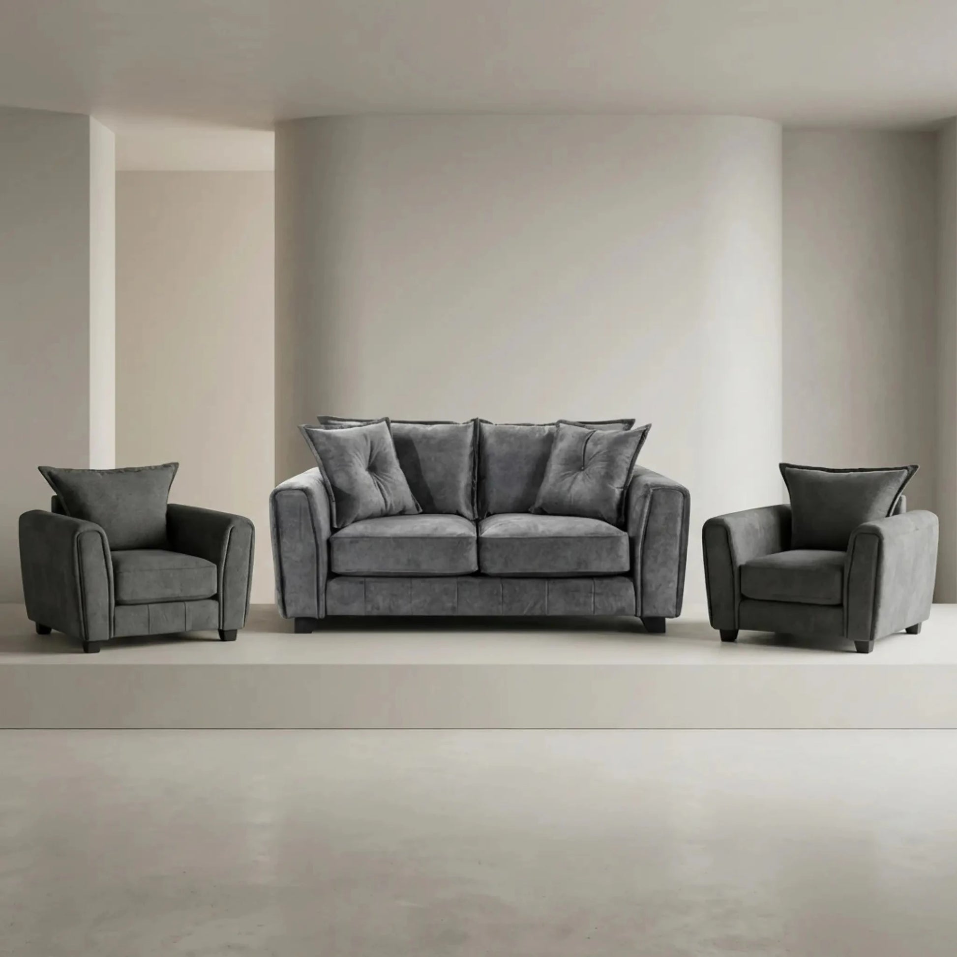 Somerford Grey Fabric 2+1+1 Seater Sofa Set - Furniture Instore