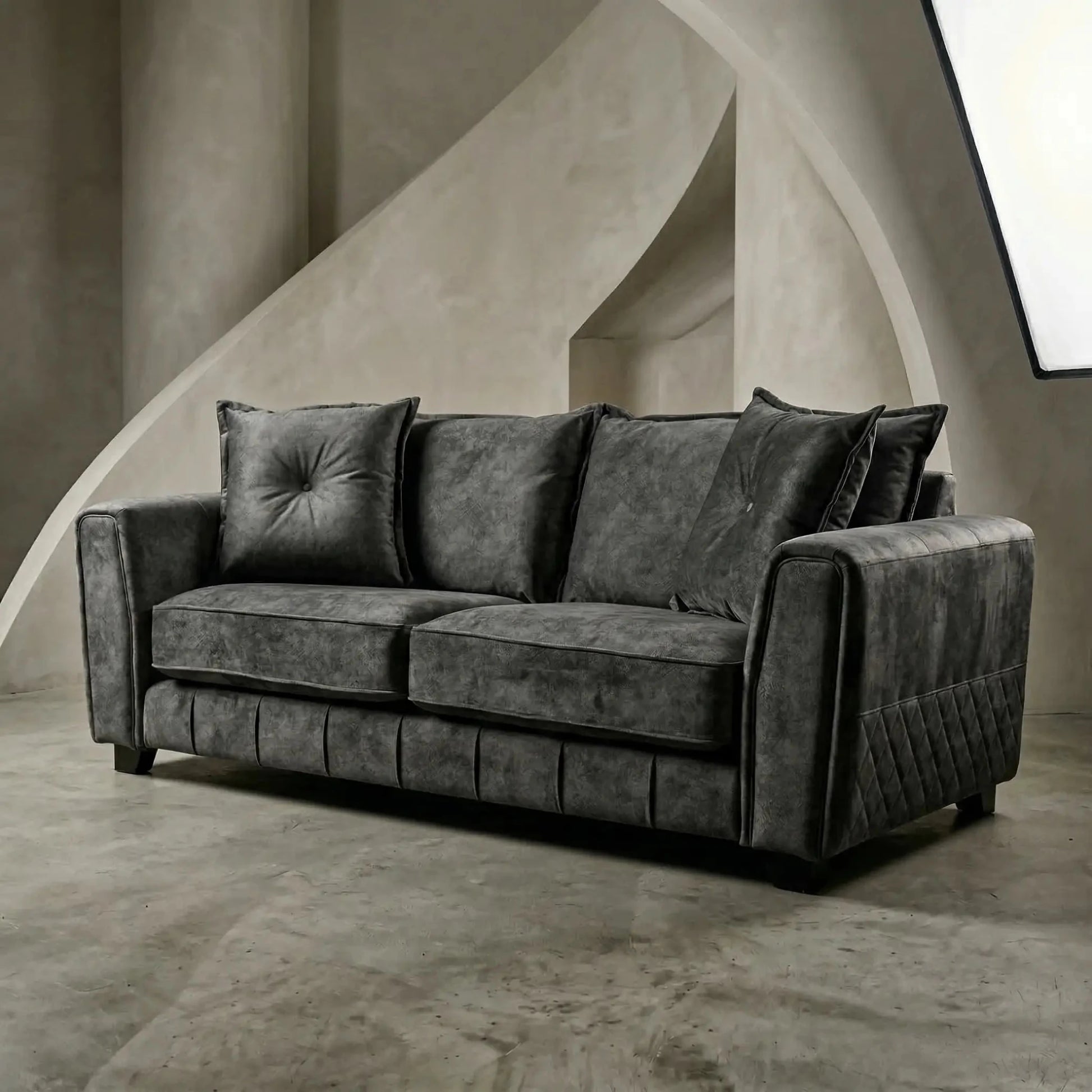 Somerford Grey Fabric 3 seater Sofa - Furniture Instore