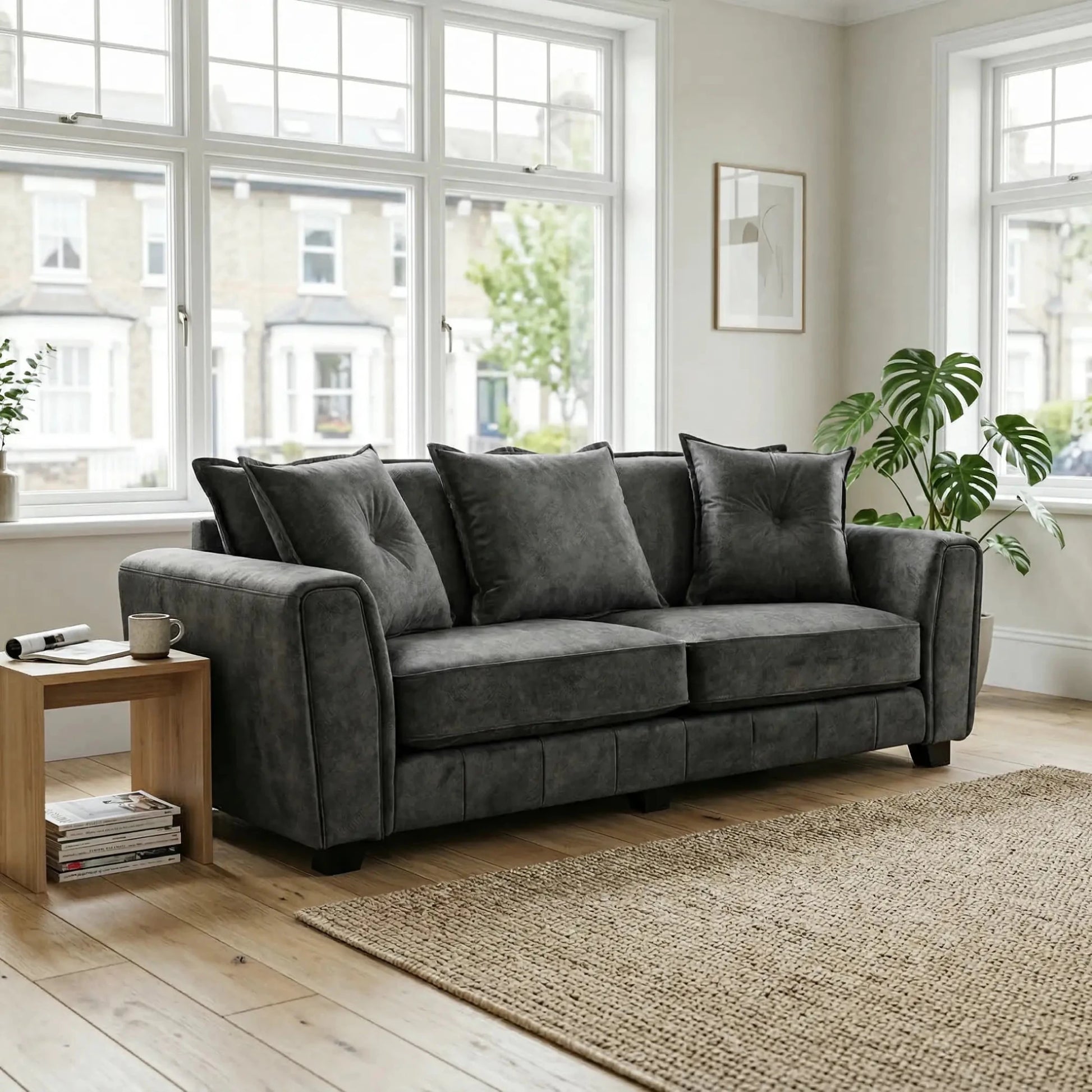 Somerford Grey Fabric 3 seater Sofa - Furniture Instore