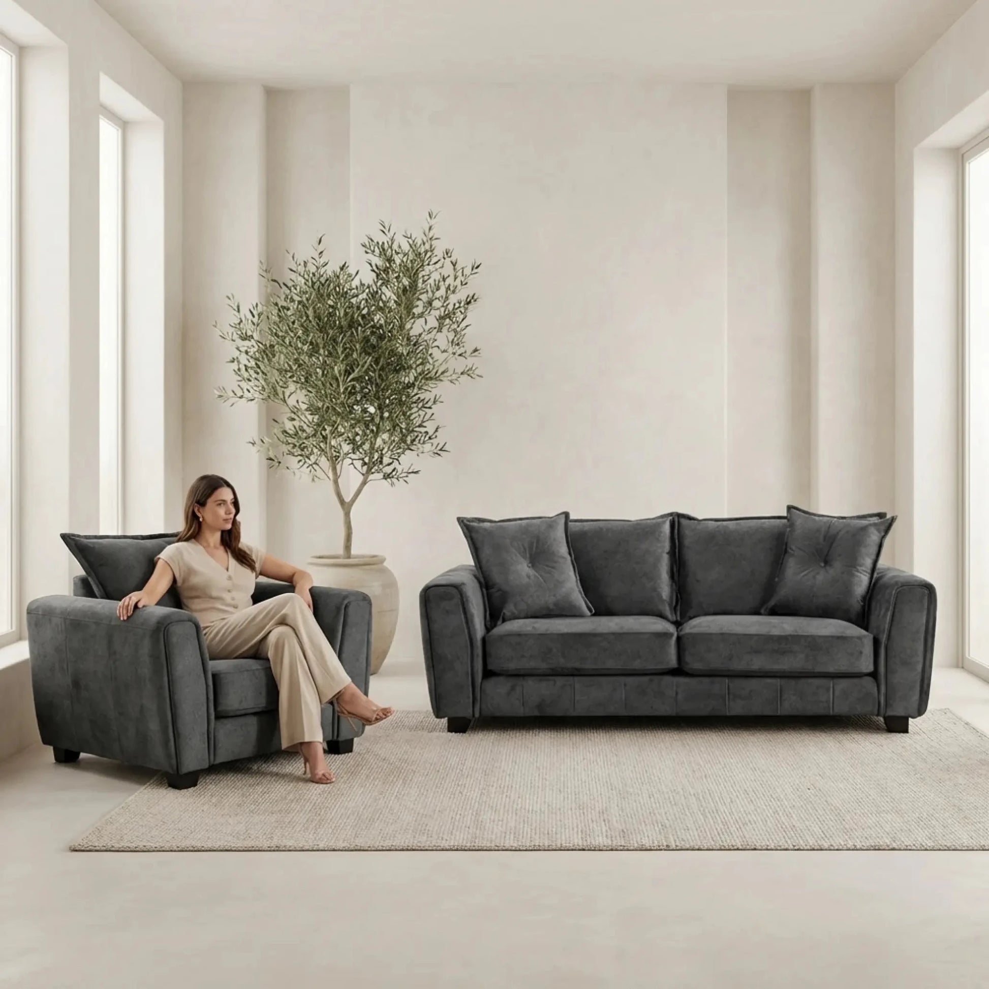 Somerford Grey Fabric 3+1 Seater Sofa Set - Furniture Instore