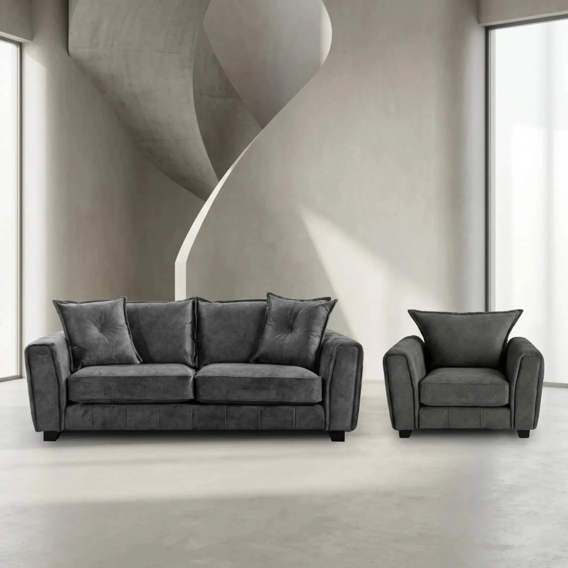 Somerford Grey Fabric 3+1 Seater Sofa Set - Furniture Instore
