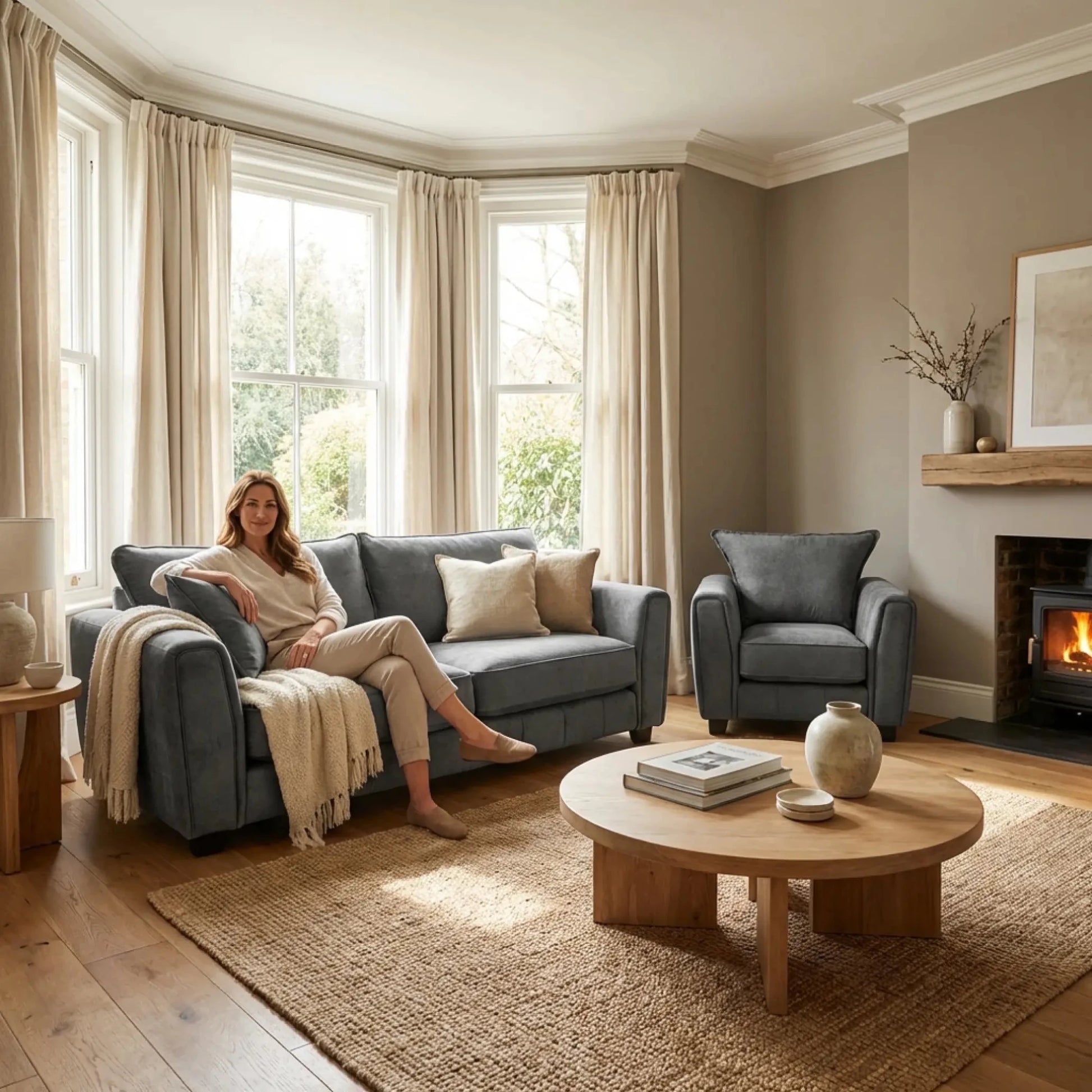 Somerford Grey Fabric 3+1 Seater Sofa Set - Furniture Instore