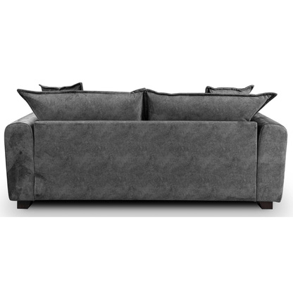 Somerford Grey 3-Seater Sofa back facing on white background, grey fabric couch showing rear view with soft upholstery and sleek design