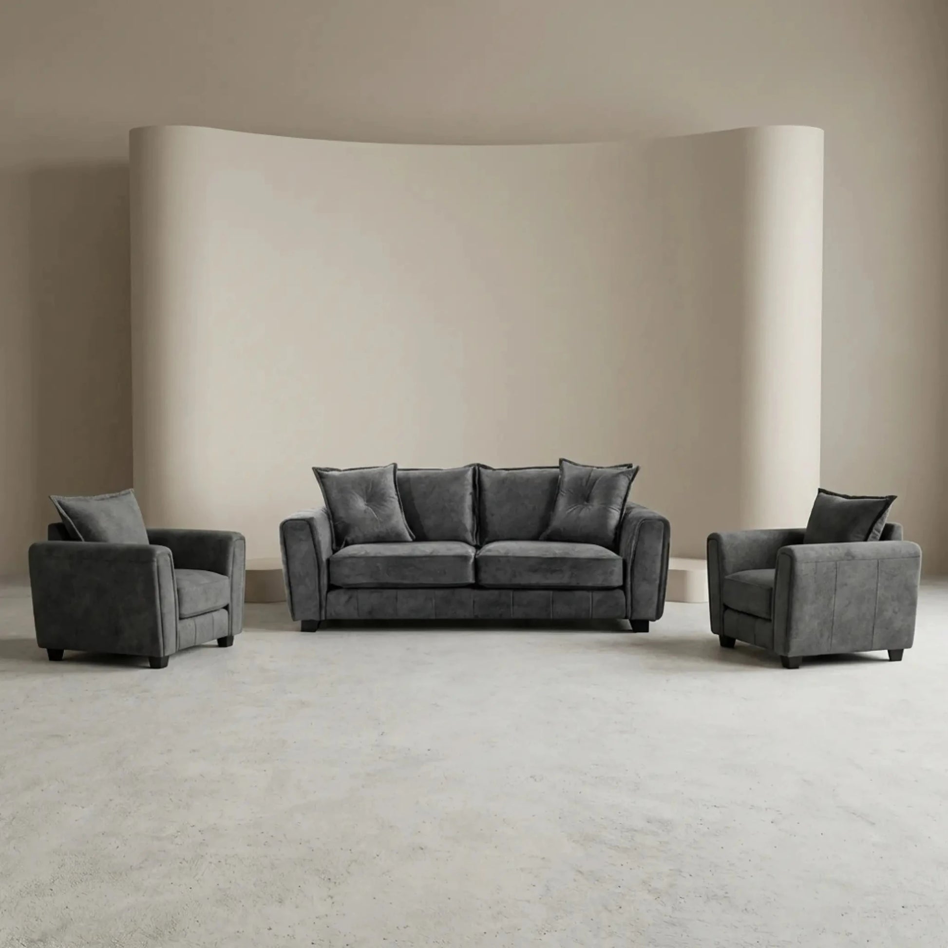 Somerford Grey Fabric 3+1+1 Seater Sofa Set - Furniture Instore