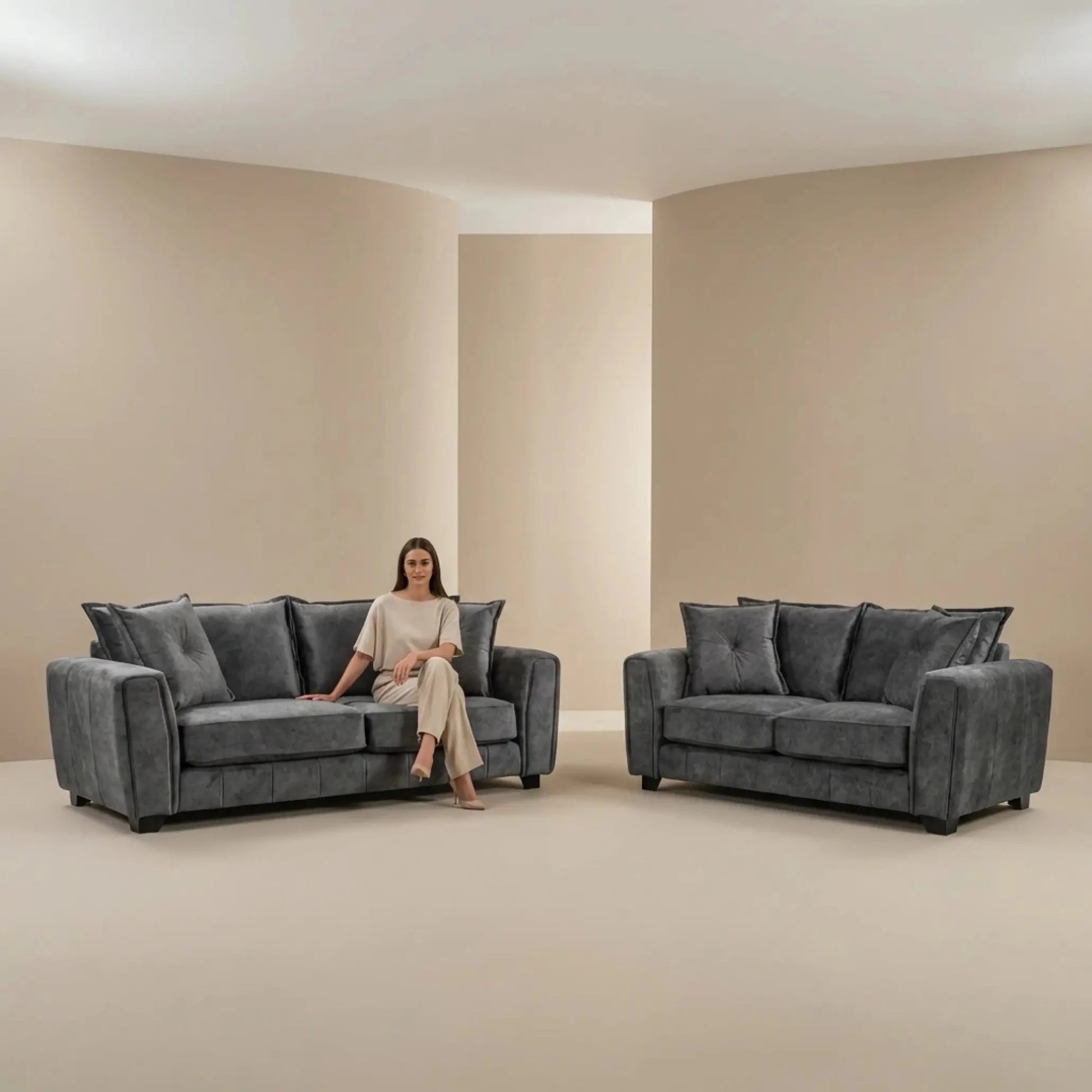 Somerford Grey Fabric 3+2 seater Sofa Set - Furniture Instore