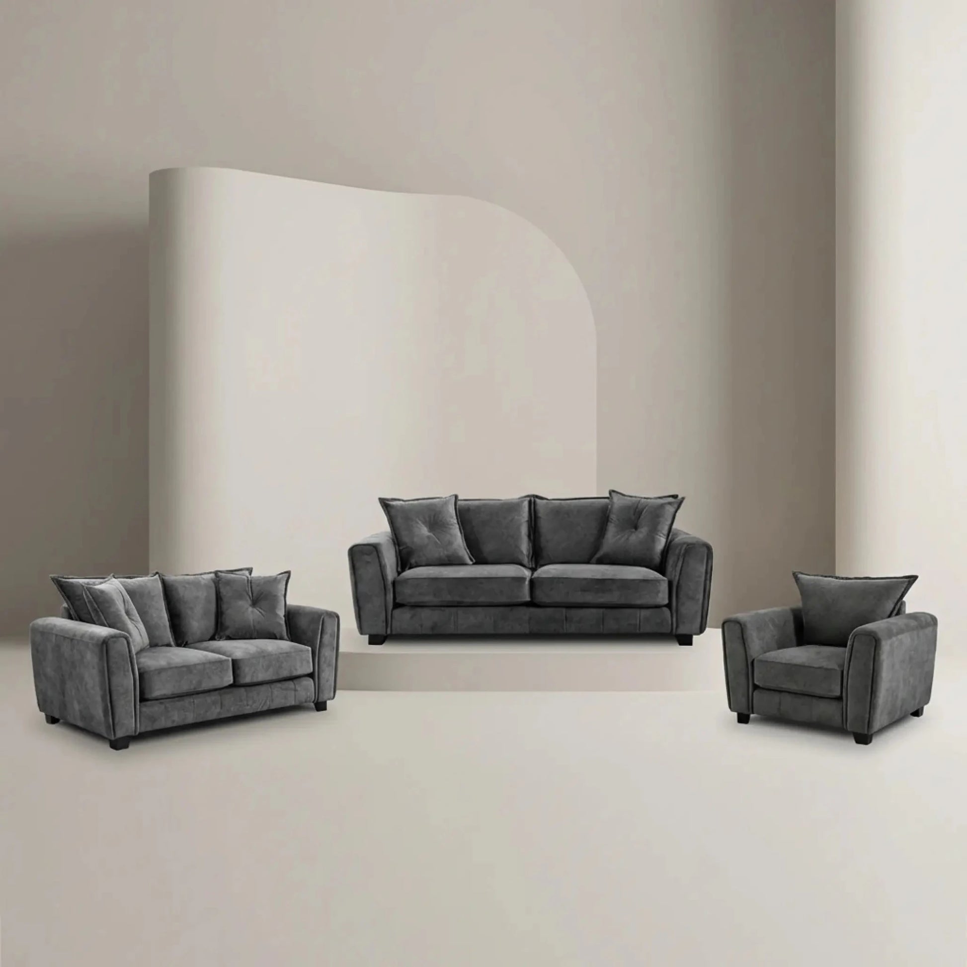 Somerford Grey Fabric 3+2+1 Seater Sofa Set - Furniture Instore