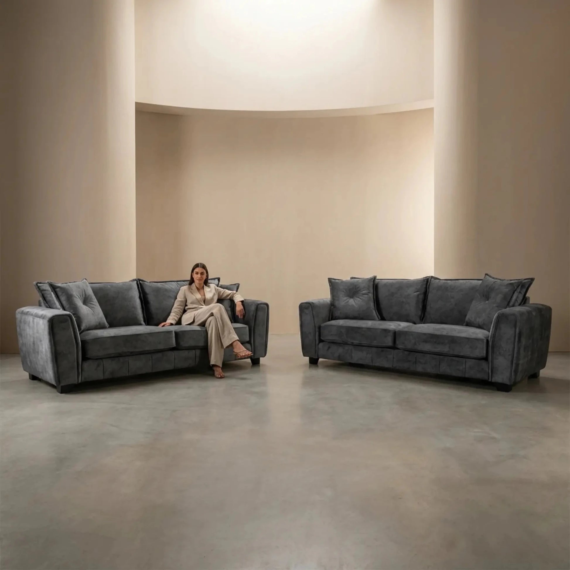Somerford Grey Fabric 3+3 seater Sofa Set - Furniture Instore