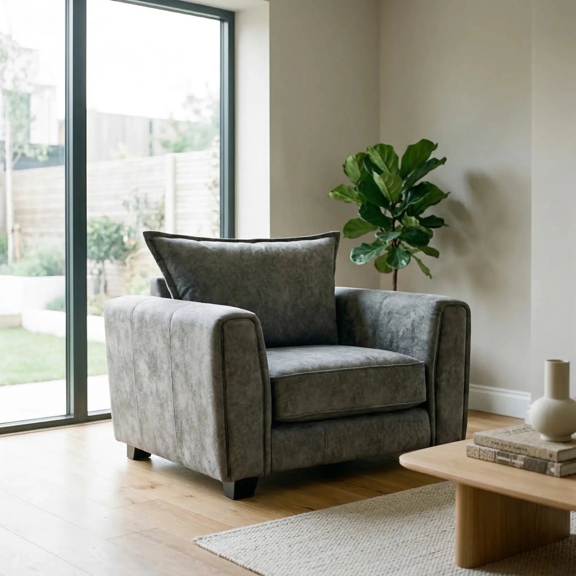 Somerford Grey Fabric Armchair - Furniture Instore