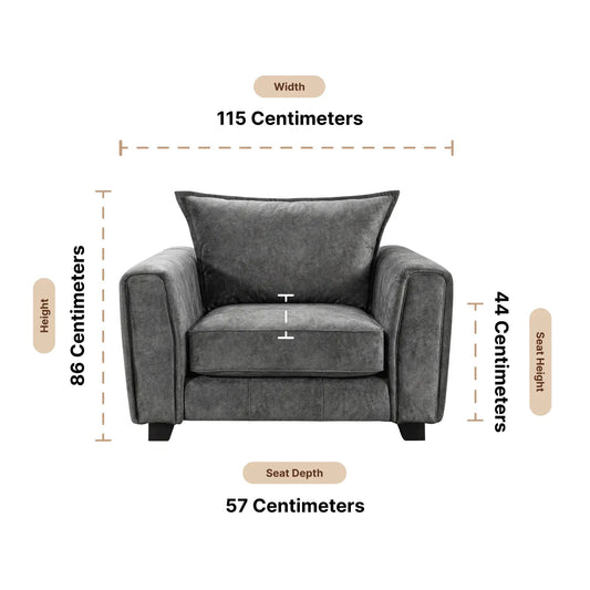 Somerford Grey Fabric Armchair DImesions