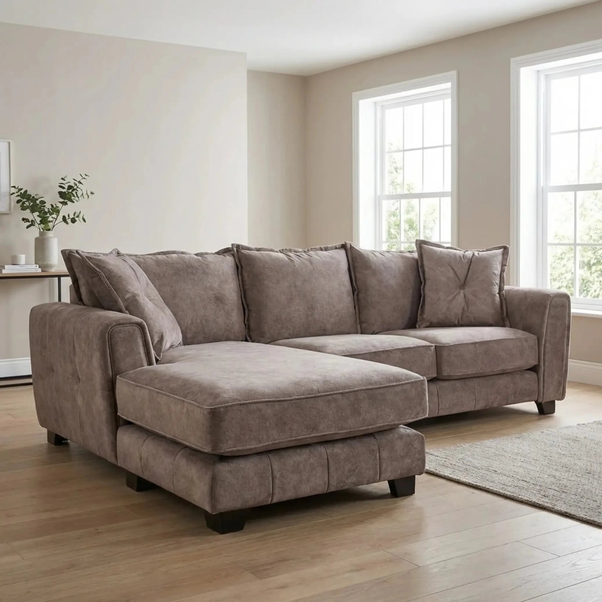 Somerford Left Hand Fabric Corner Chaise - Chocolate - Furniture Instore