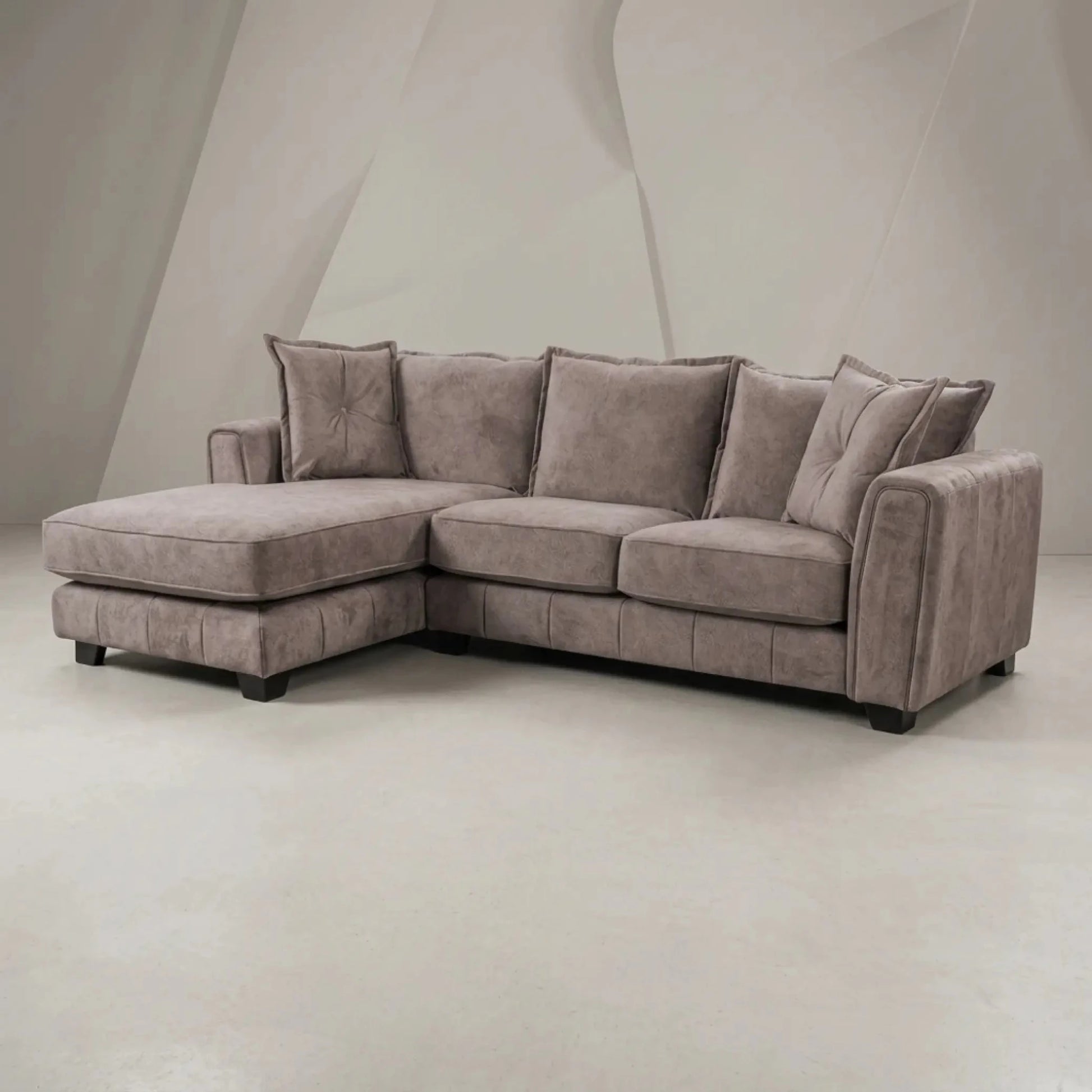 Somerford Left Hand Fabric Corner Chaise - Chocolate - Furniture Instore