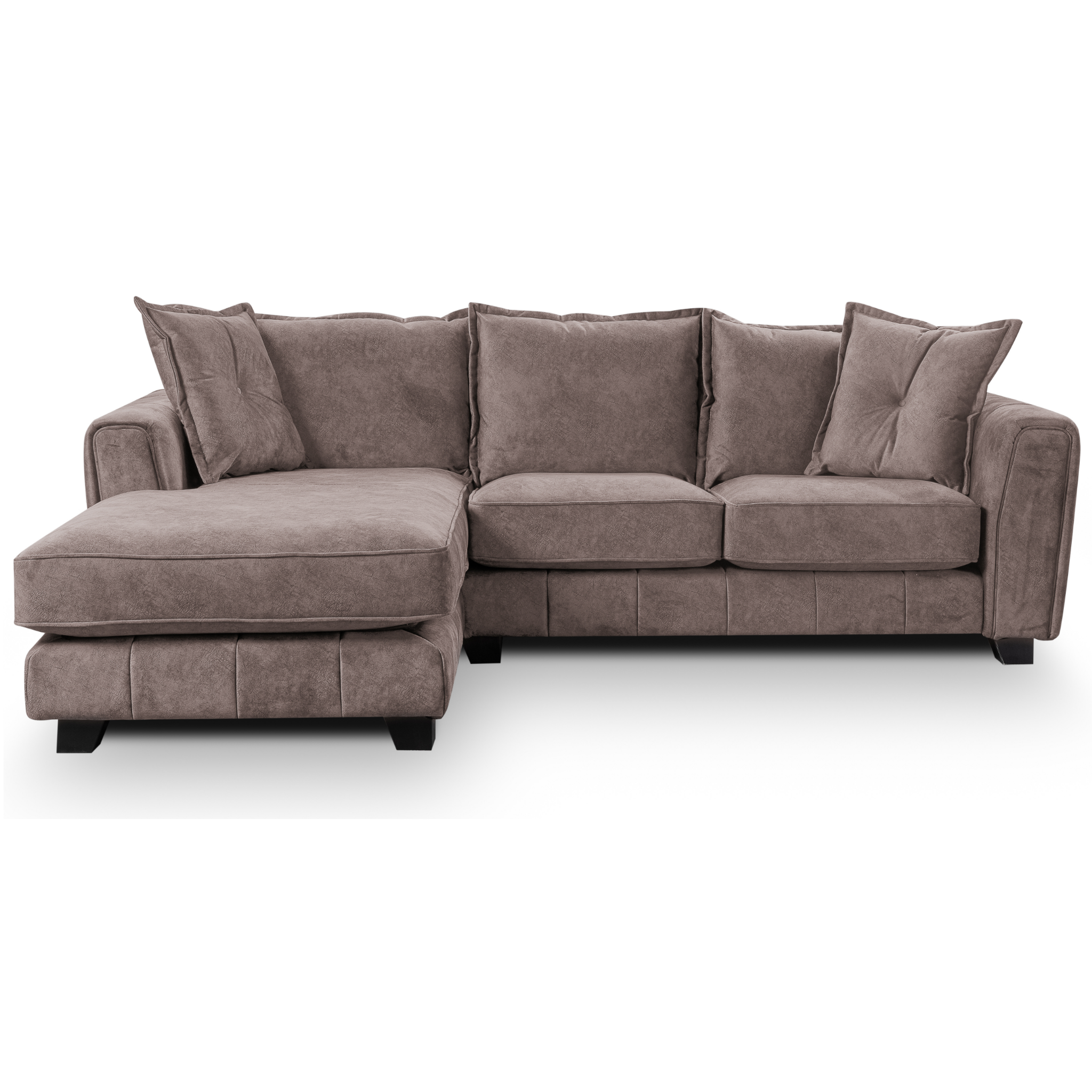 Left Hand Fabric Corner Chaise Chocolate