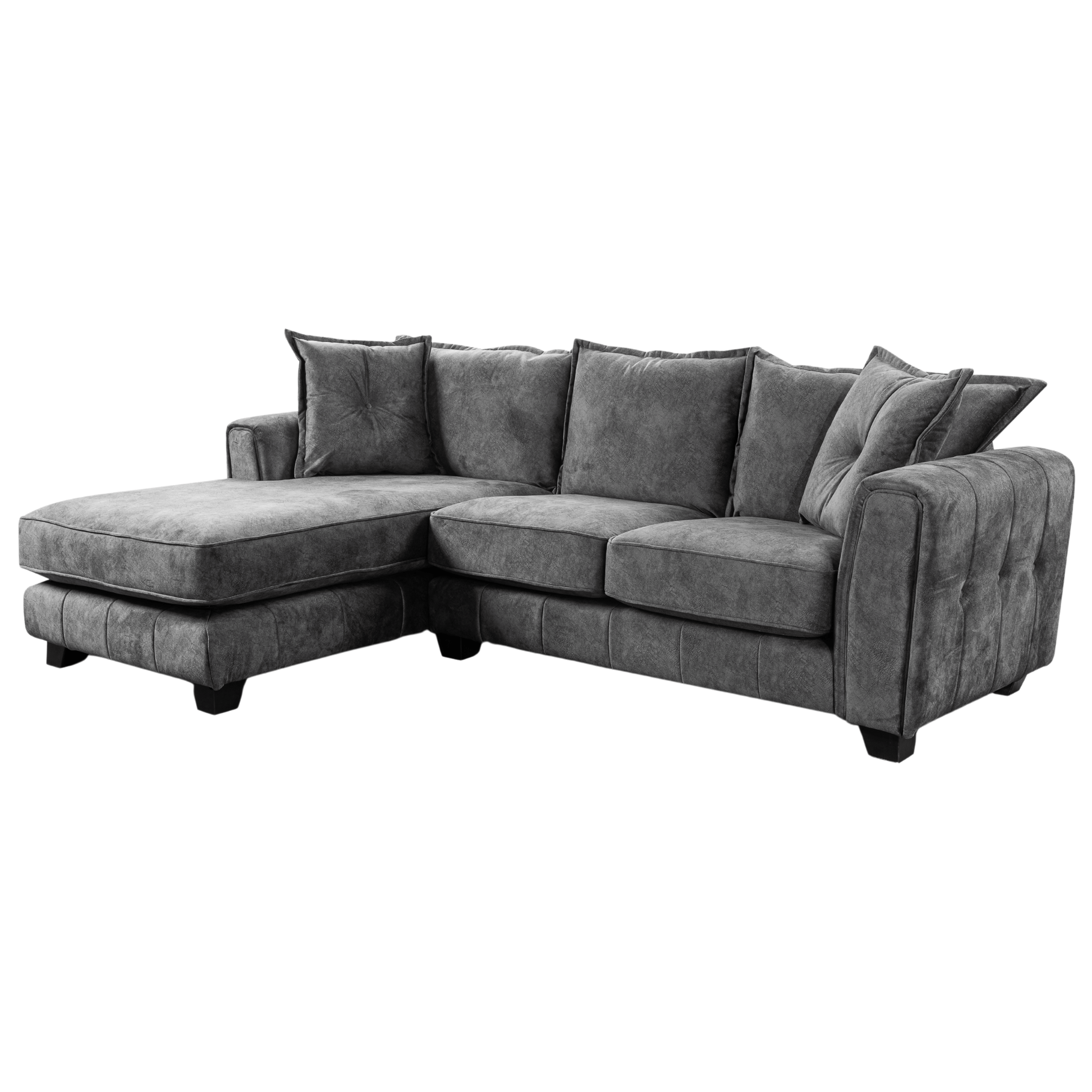 Somerford left-hand corner sofa with plush cushions and modern design, shown at an angle on a clean white background