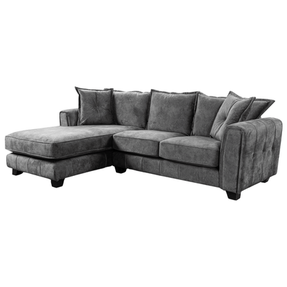Somerford left-hand corner sofa with plush cushions and modern design, shown at an angle on a clean white background