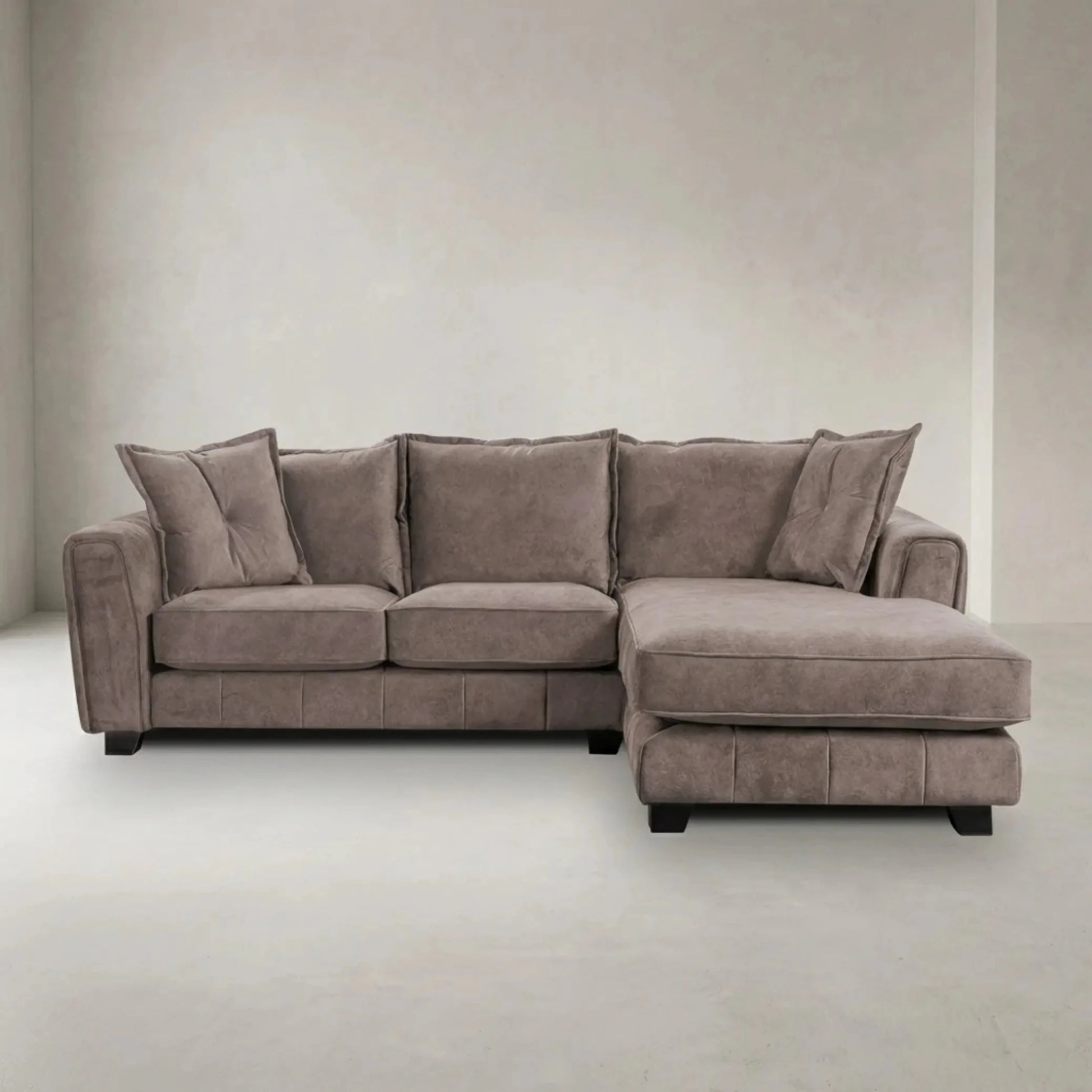 Somerford Right Hand Fabric Corner Chaise - Chocolate - Furniture Instore