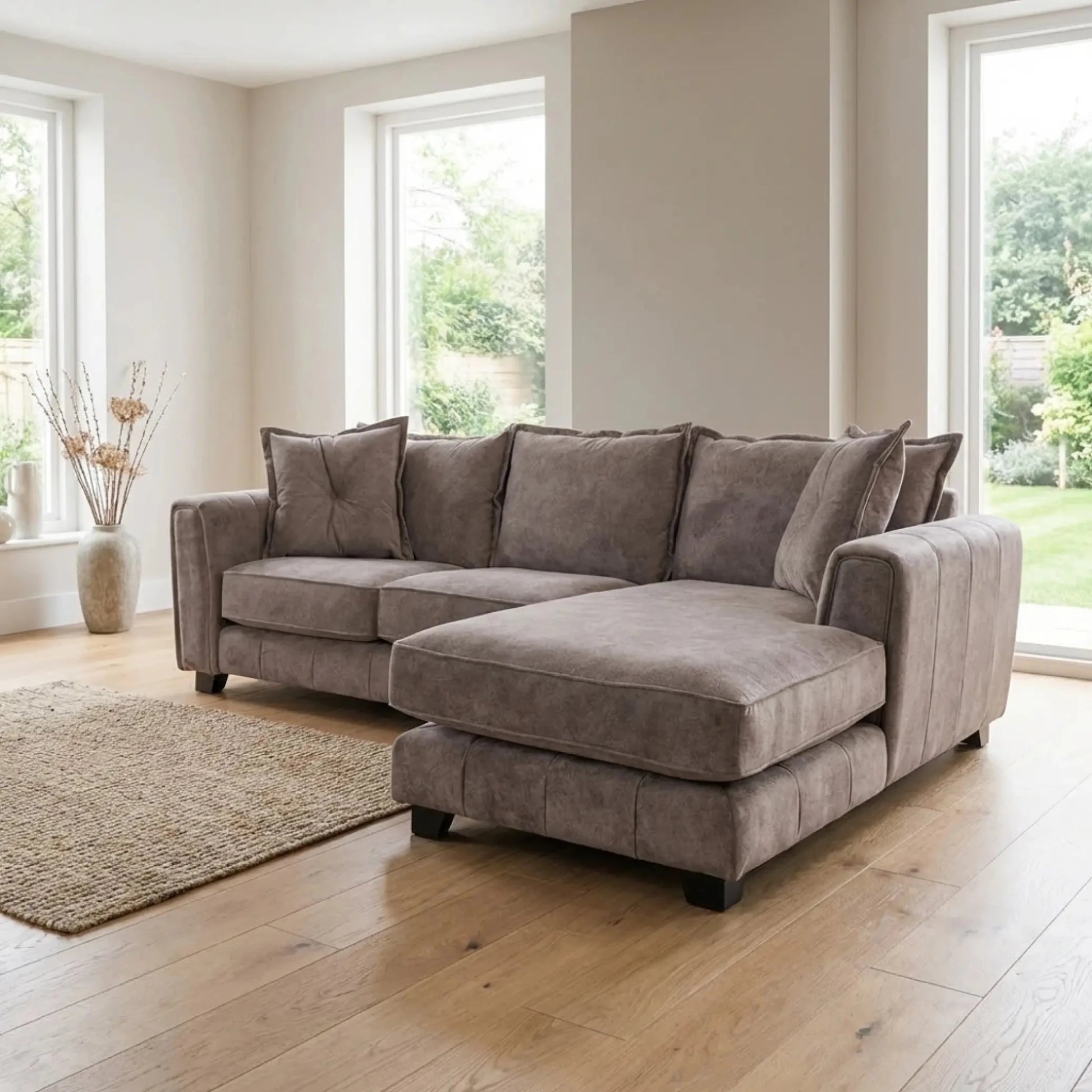 Somerford Right Hand Fabric Corner Chaise - Chocolate - Furniture Instore