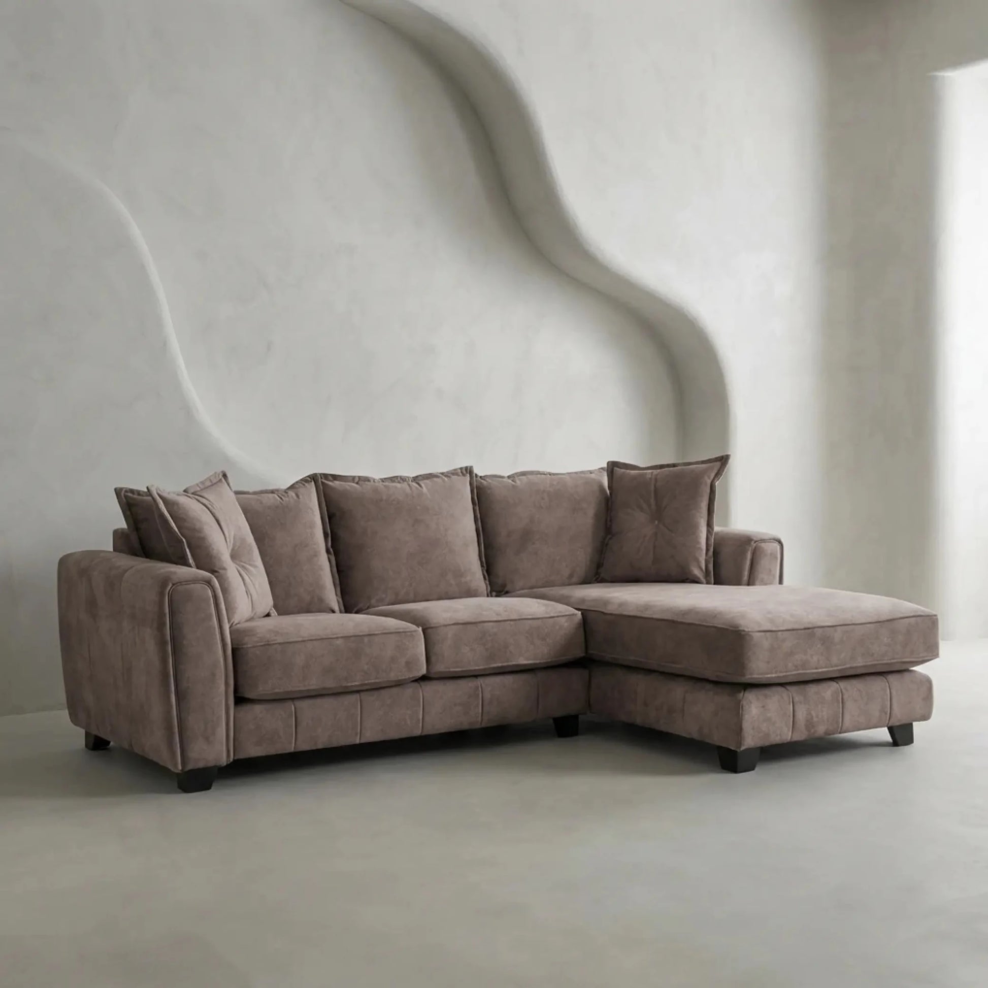Somerford Right Hand Fabric Corner Chaise - Chocolate - Furniture Instore