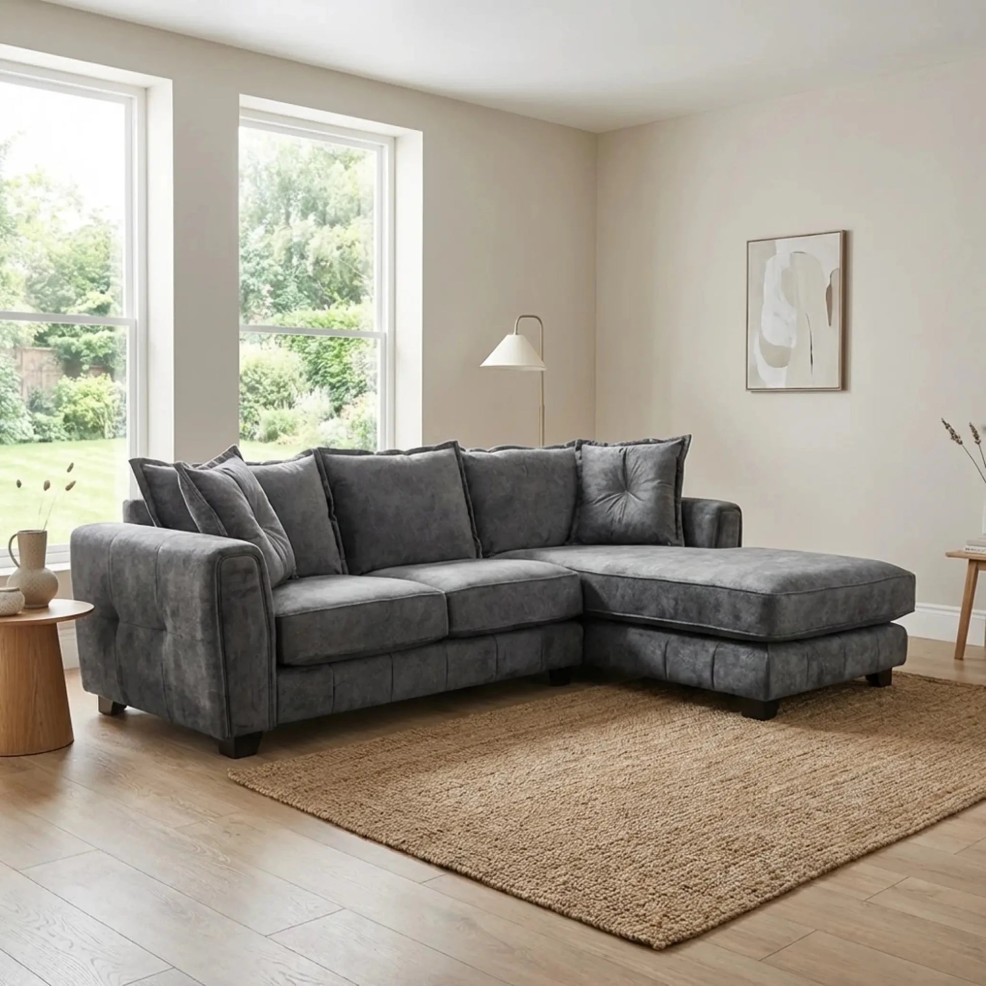 Somerford Right Hand Fabric Corner Chaise - Grey - Furniture Instore