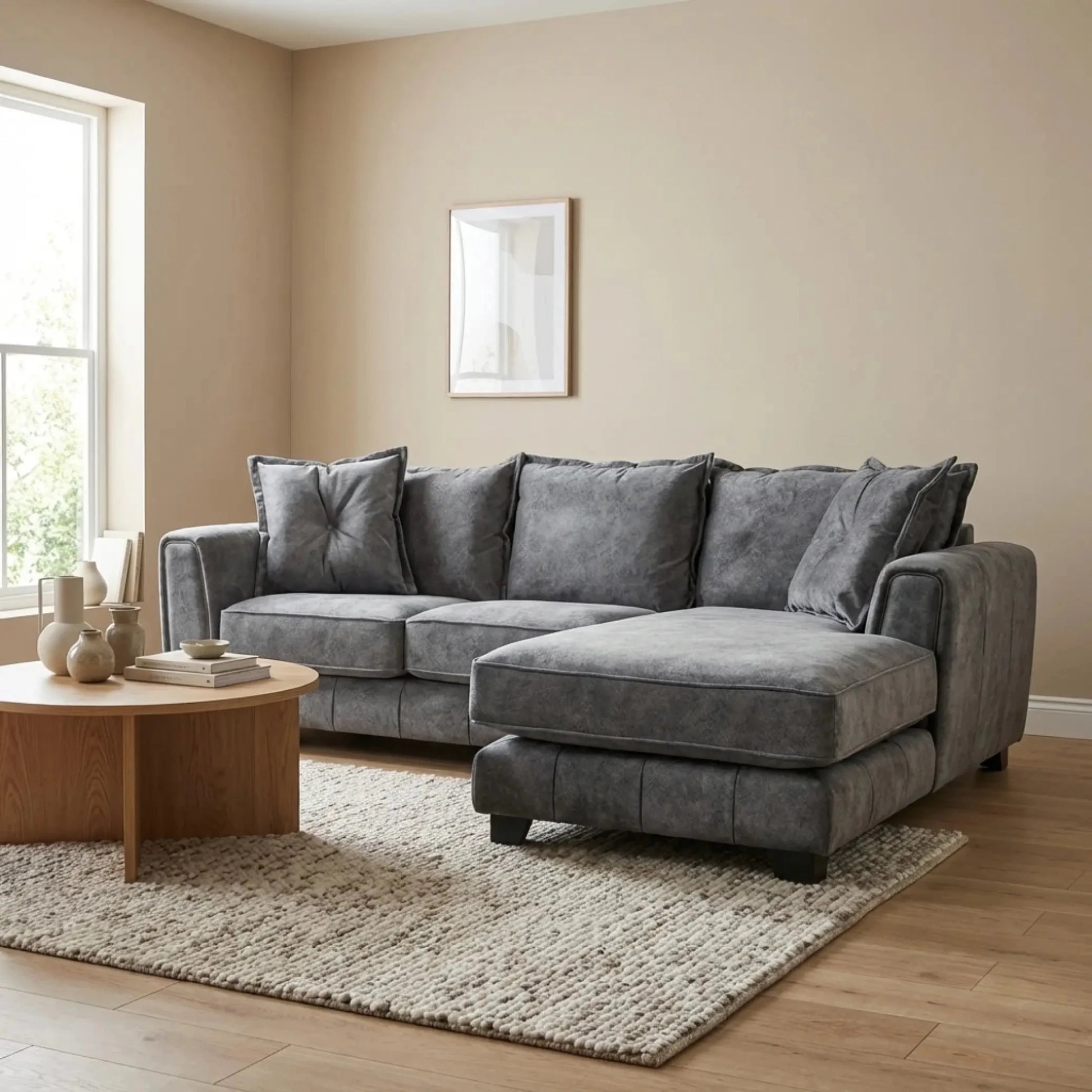 Somerford Right Hand Fabric Corner Chaise - Grey - Furniture Instore
