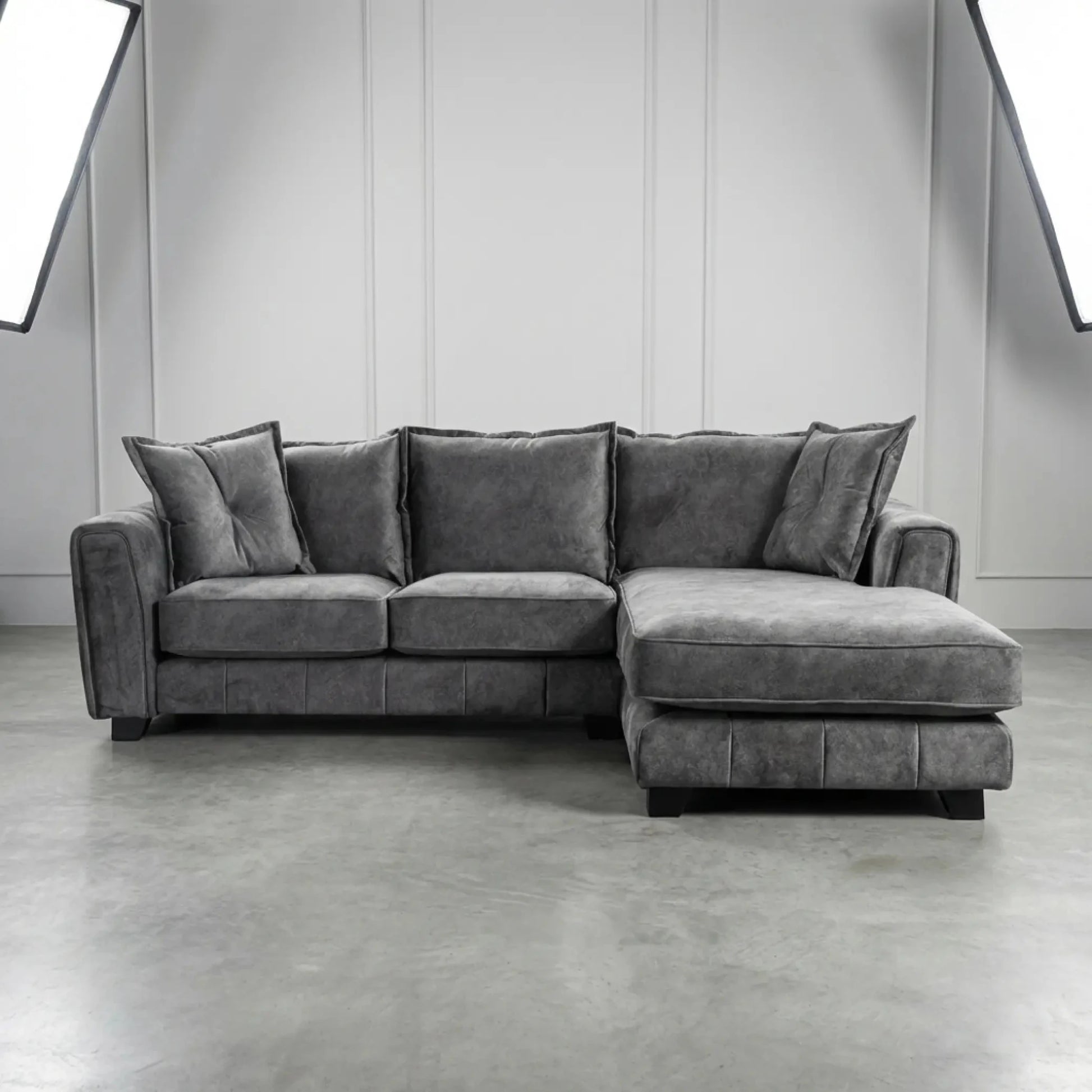 Somerford Right Hand Fabric Corner Chaise - Grey - Furniture Instore