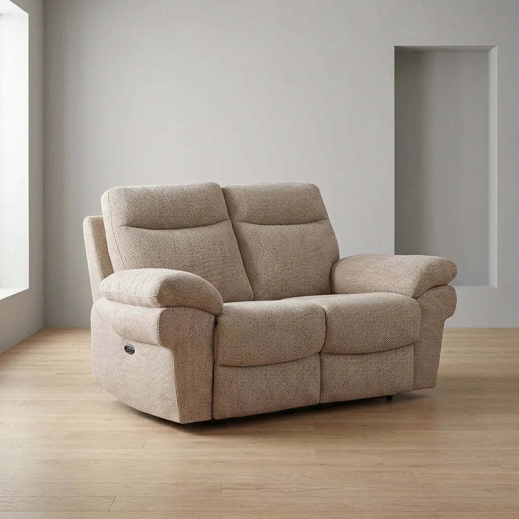 Tanya Beige Fabric Electric Recliner 2 Seater Sofa - Furniture Instore