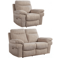 Tanya Beige Fabric Electric Recliner 2+1 Seater Sofa Set