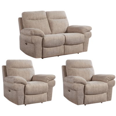 Tanya Beige Fabric Electric Recliner 2+1+1 Seater Sofa Set