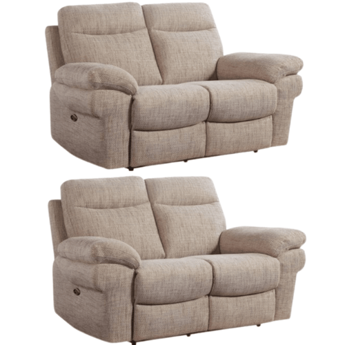 Tanya Beige Fabric Electric Recliner 2+2 Seater Sofa Set