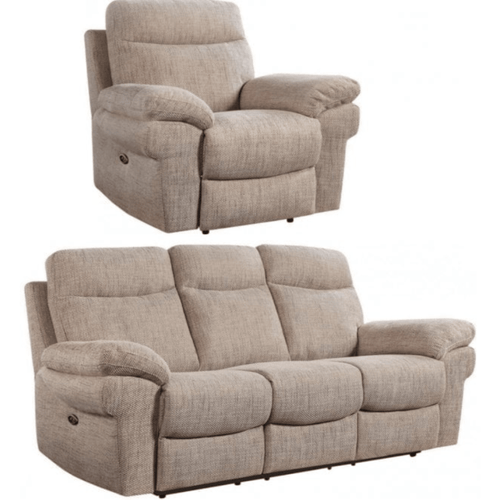 Tanya Beige Fabric Electric Recliner 3+1 Seater Sofa Set