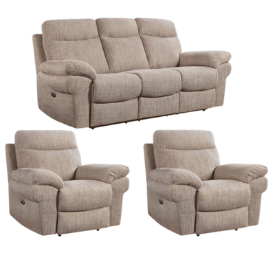 Tanya Beige Fabric Electric Recliner 3+1+1 Seater Sofa Set