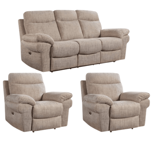 Tanya Beige Fabric Electric Recliner 3+1+1 Seater Sofa Set