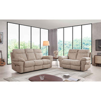 Tanya Beige Fabric Electric Recliner 3+2 Seater Sofa Set - Furniture Instore