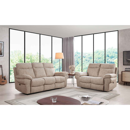 Tanya Beige Fabric Electric Recliner 3+2 Seater Sofa Set - Furniture Instore