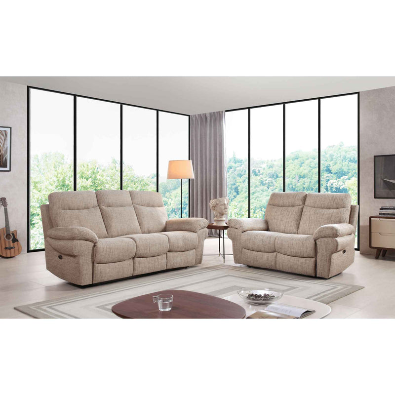 Tanya Beige Fabric Electric Recliner 3+2 Seater Sofa Set - Furniture Instore