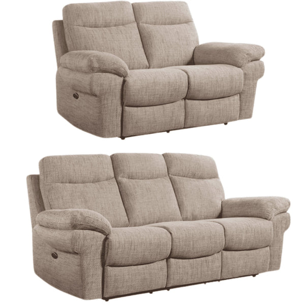 Tanya Beige Fabric Electric Recliner 3+2 Seater Sofa Set