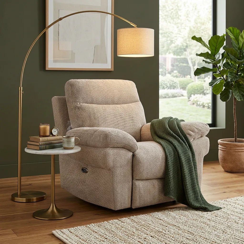 Tanya Beige Fabric Electric Recliner Armchair - Furniture Instore