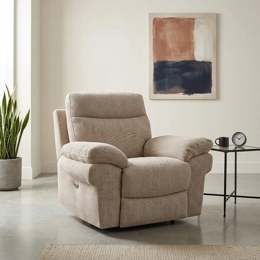 Tanya Beige Fabric Electric Recliner Armchair - Furniture Instore