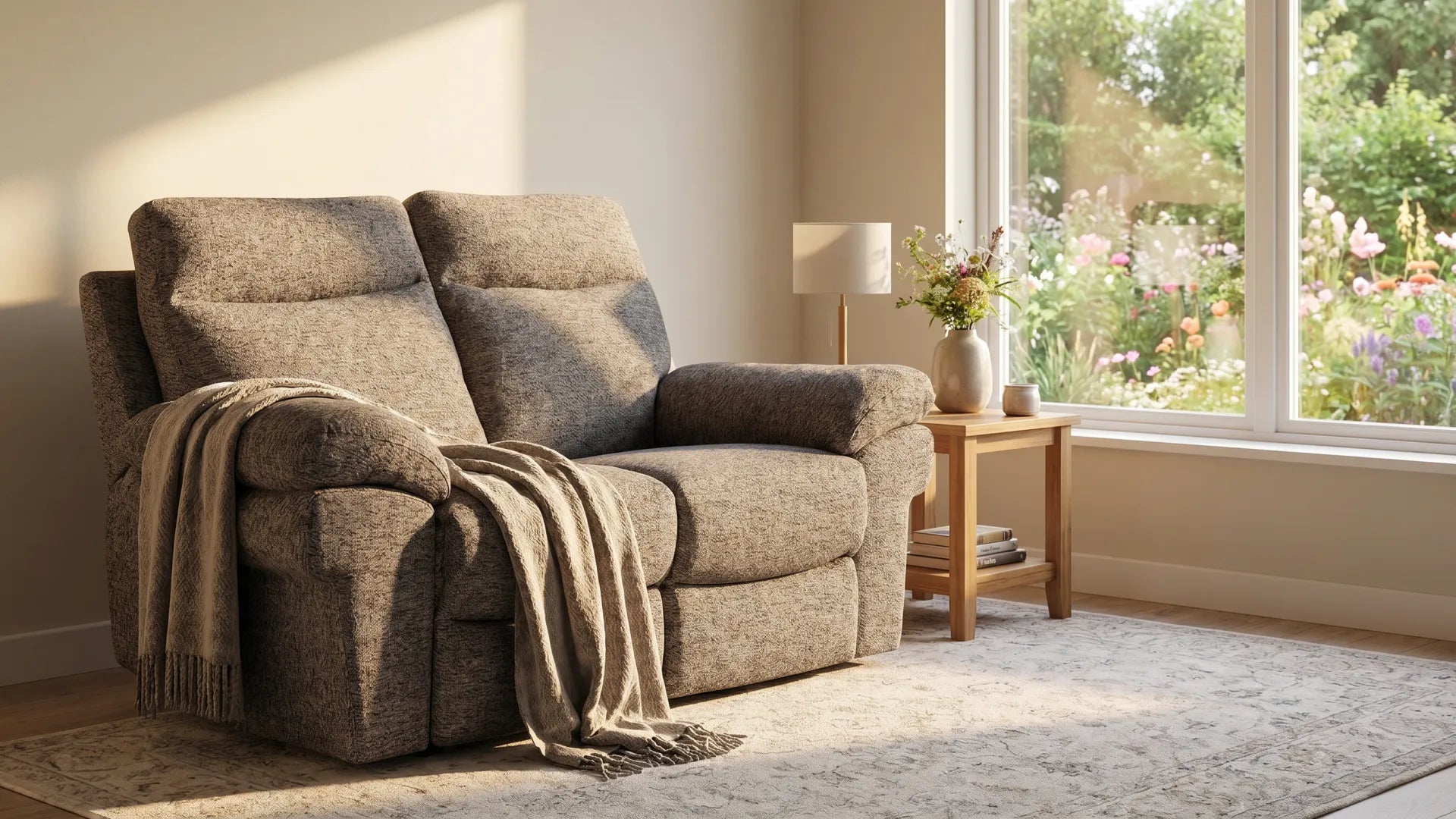 Tanya Brown Fabric Electric Recliner 2 Seater Sofa - Furniture Instore