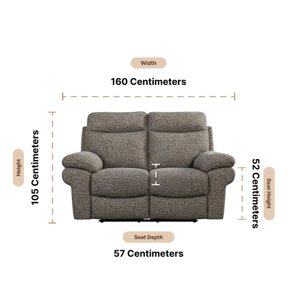 Tanya Brown Fabric Electric Recliner 2 Seater Sofa - Furniture Instore