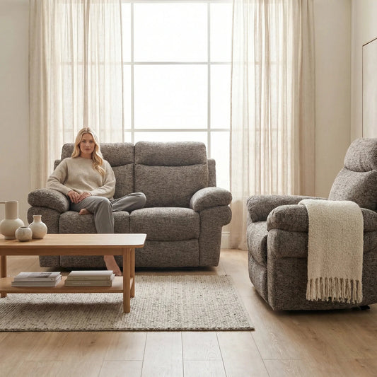 Tanya Brown Fabric Electric Recliner 2+1 Seater Sofa Set - Furniture Instore