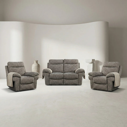Tanya Brown Fabric Electric Recliner 2+1+1 Seater Sofa Set - Furniture Instore