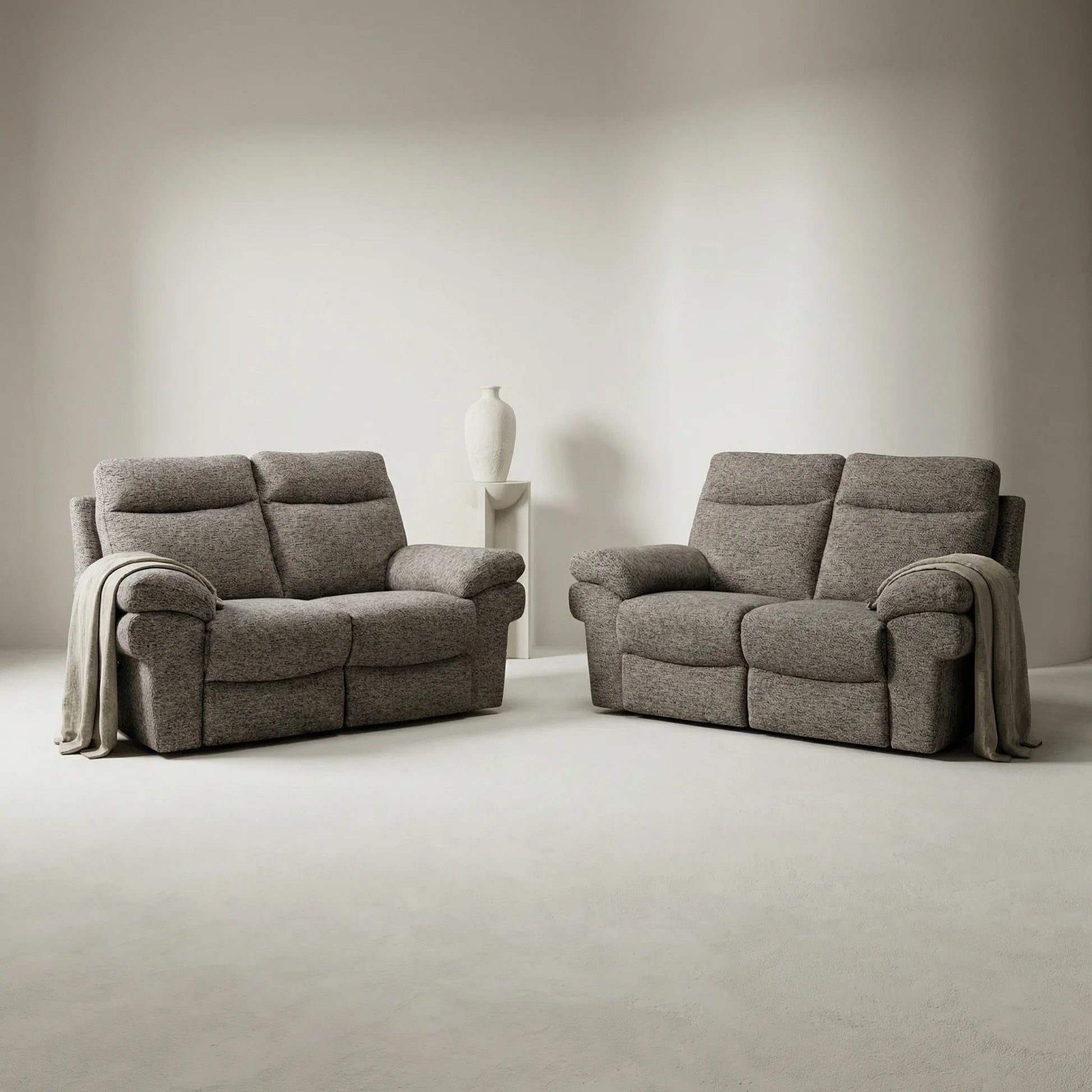 Tanya Brown Fabric Electric Recliner 2+2 Seater Sofa Set - Furniture Instore