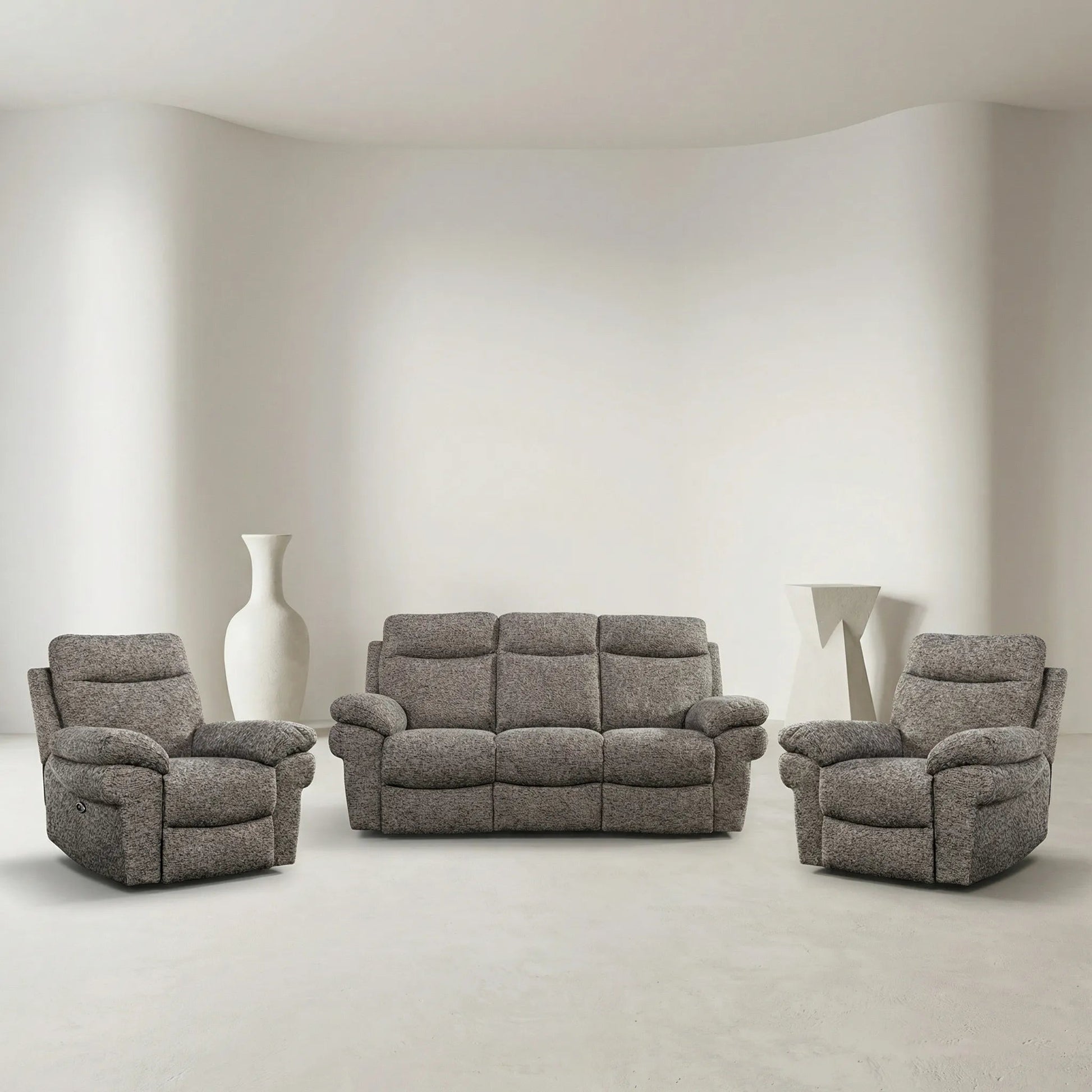 Tanya Brown Fabric Electric Recliner 3+1+1 Seater Sofa Set - Furniture Instore
