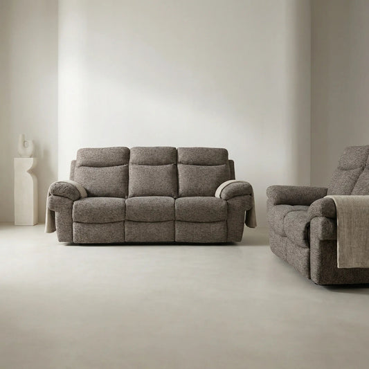 Tanya Brown Fabric Electric Recliner 3+2 Seater Sofa Set - Furniture Instore