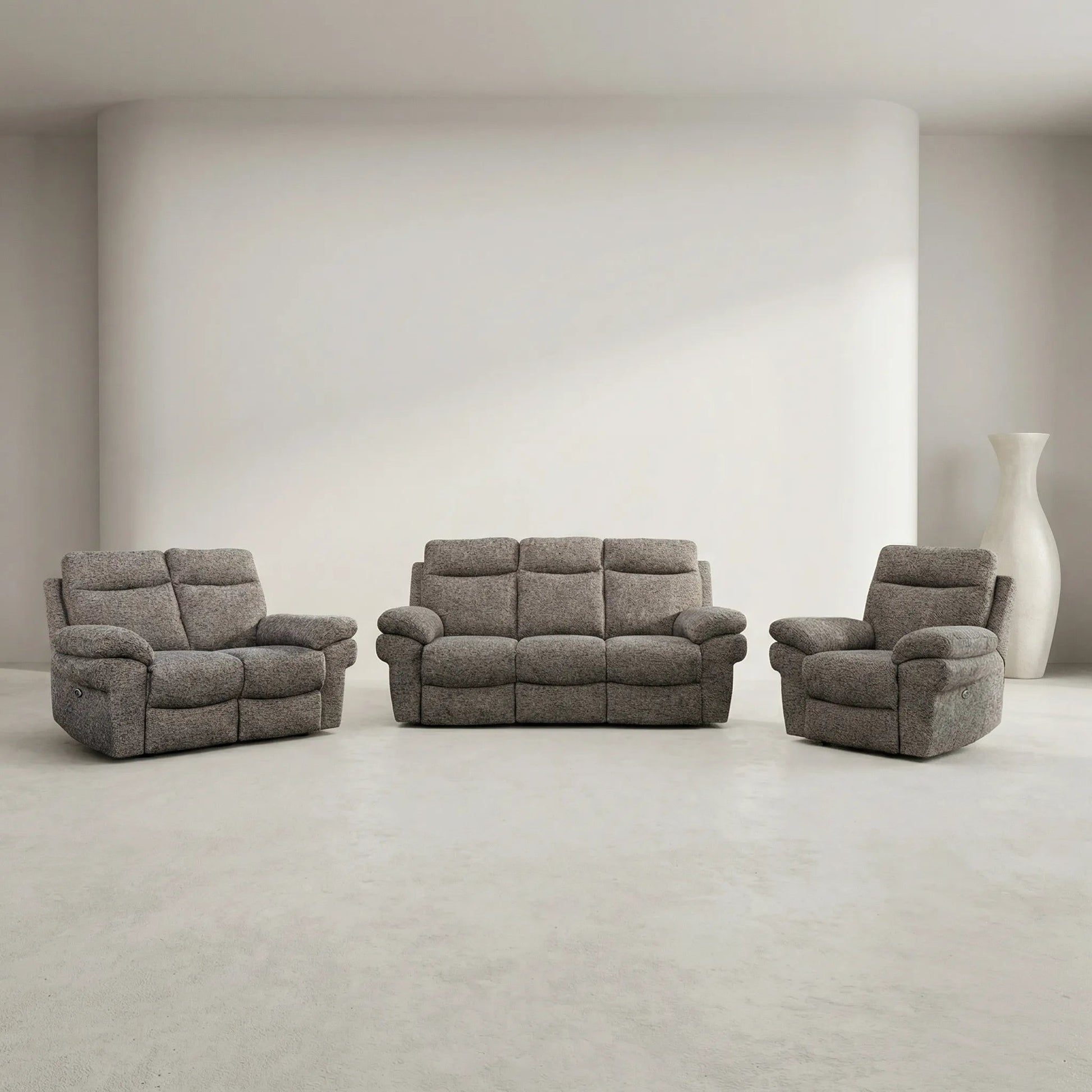 Tanya Brown Fabric Electric Recliner 3+2+1 Seater Sofa Set - Furniture Instore