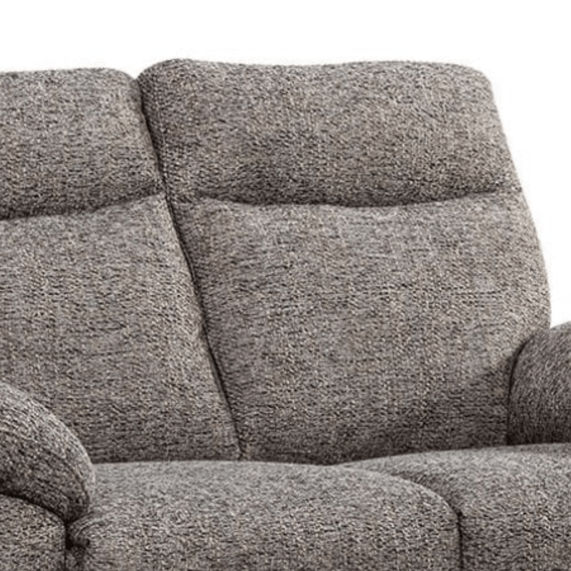 Gray fabric sofa with a textured pattern on a white background
